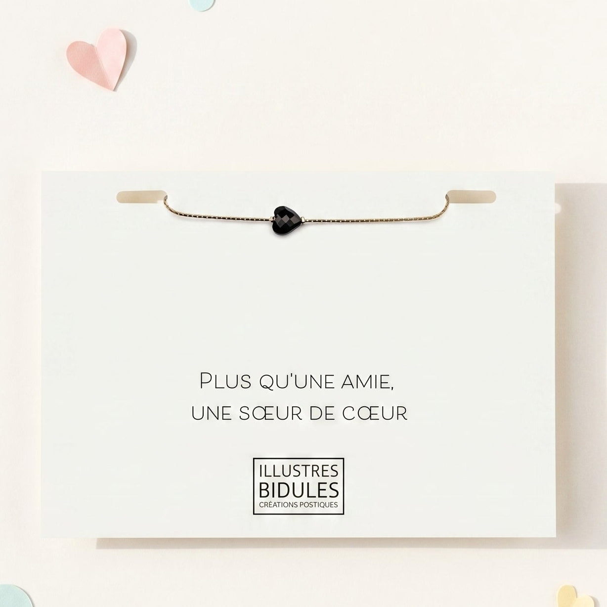 Bracelet Isadora coeur obsidienne - Plus qu'une amie, une soeur de coeur