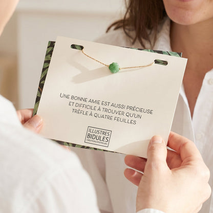 Bracelet offert comme signe d'un amitié sincère sur une belle carte à message - Illustres Bidules