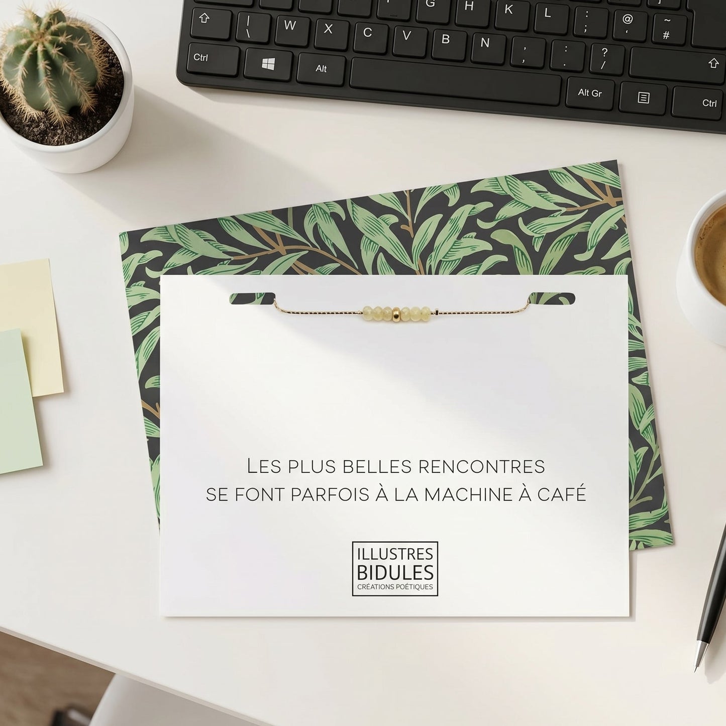Bracelet Louise mini jaune - Les plus belles rencontres se font parfois à la machine à café