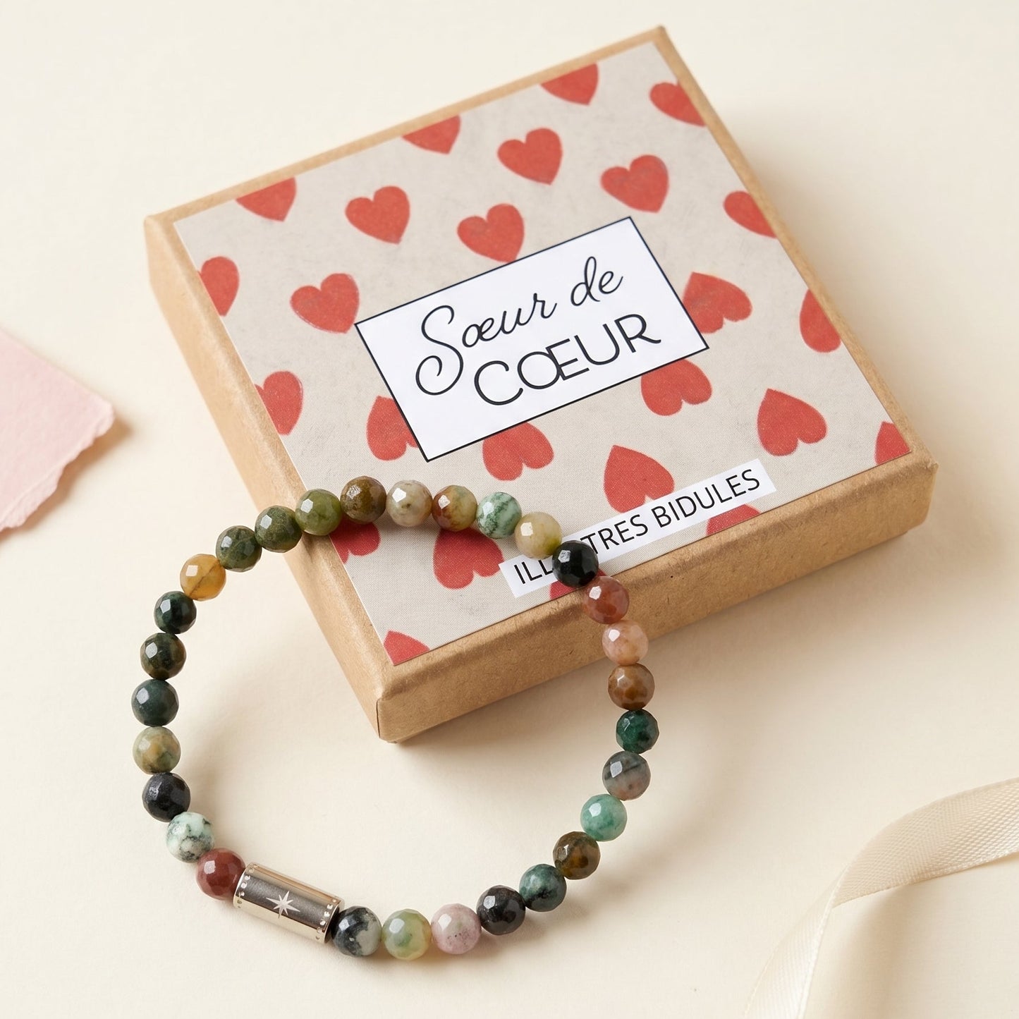 Bracelet Grigri agate indienne - argenté
