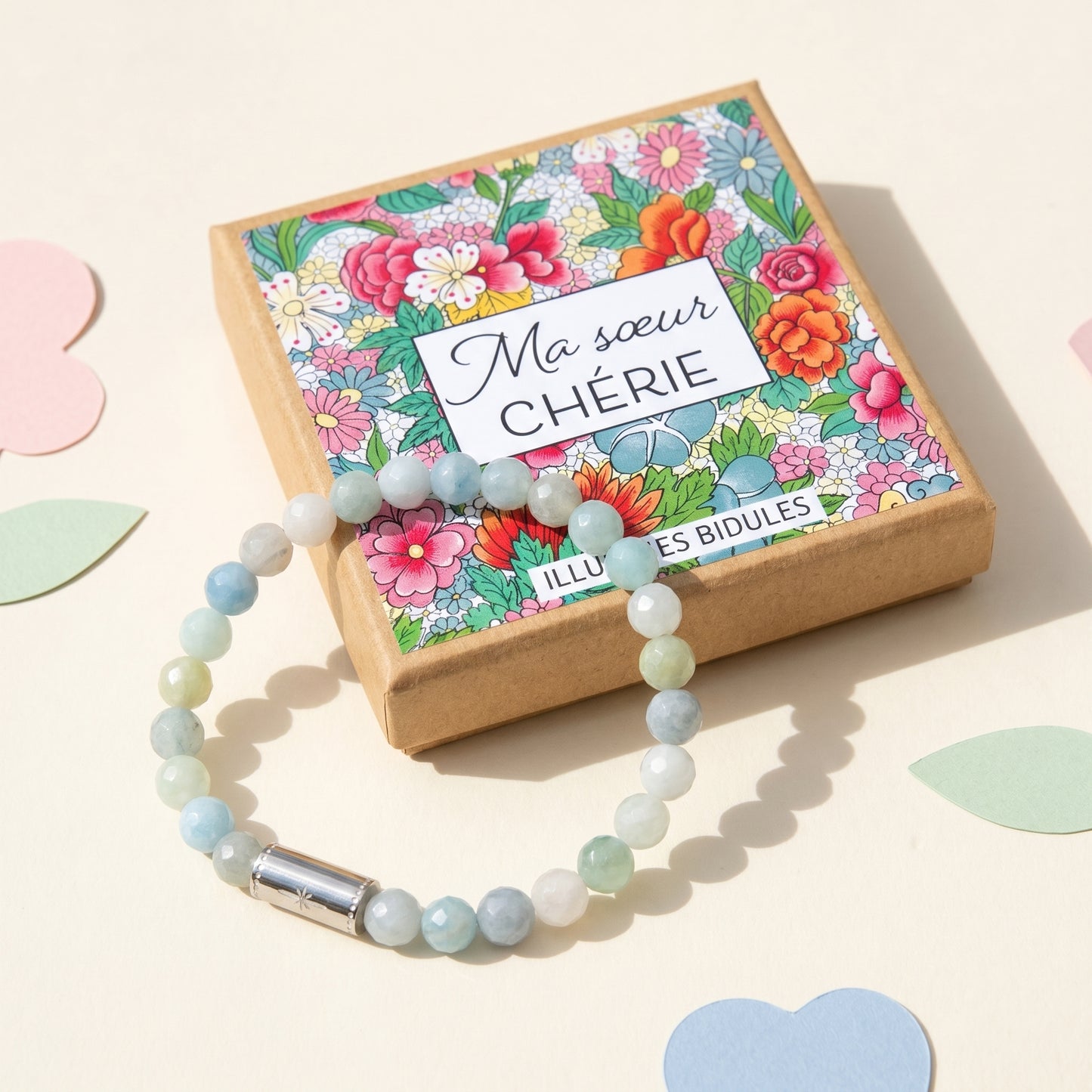 Bracelet Grigri aigue marine - argenté - Ma soeur chérie