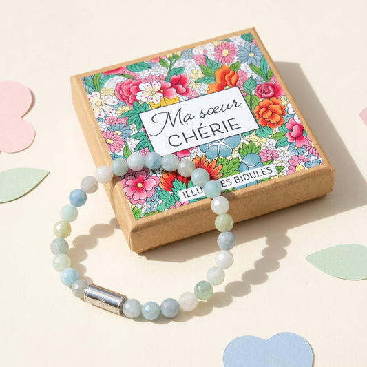 Bracelet Grigri aigue marine - argenté - Ma soeur chérie