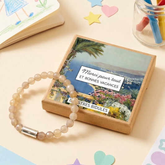 Bracelet cadeau fin d’année scolaire – Merci maîtresse, nounou, ATSEM ou AESH