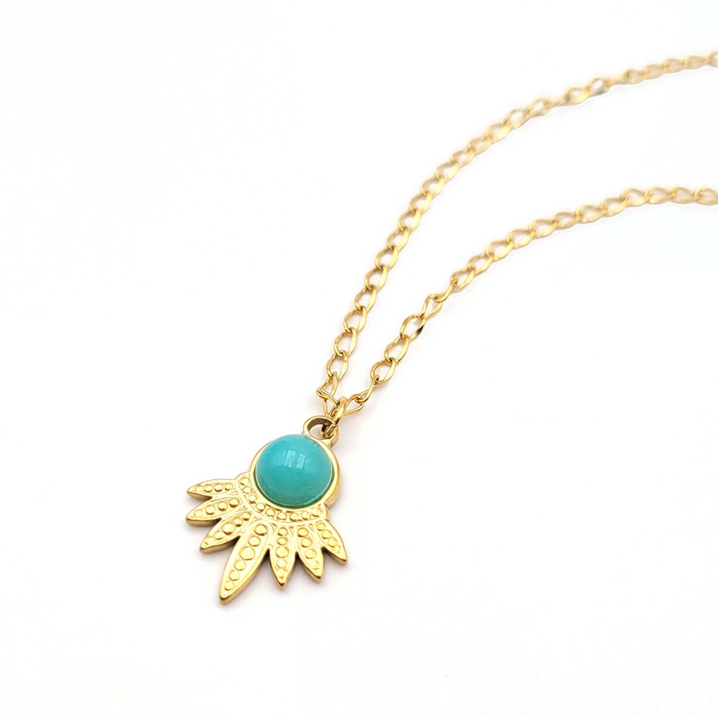 Collier Carole - acier inoxydable doré avec amazonite