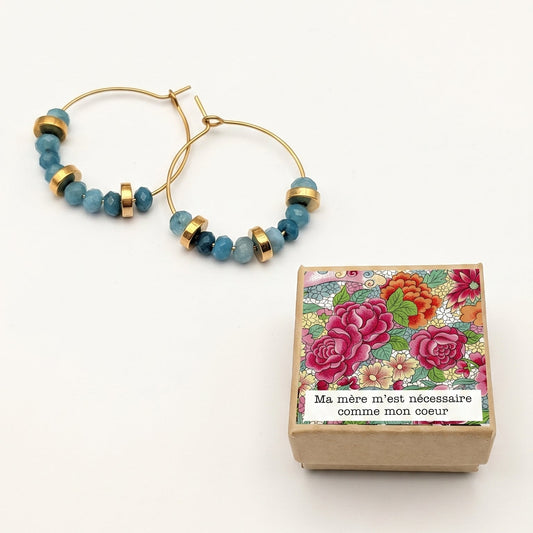 Créoles Louise - jade teintée bleu