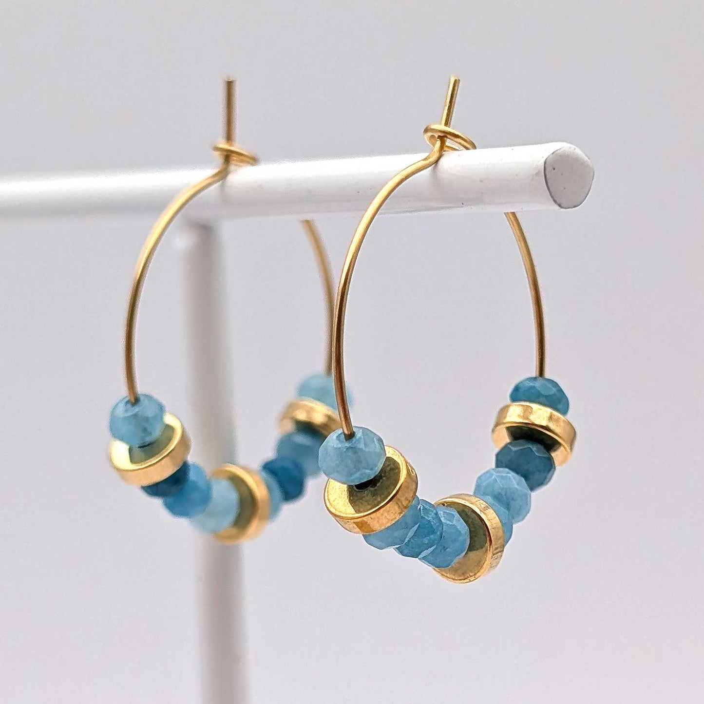 Créoles Louise - jade teintée bleu