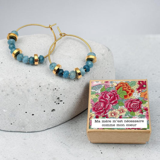 Créoles Louise - jade teintée bleu