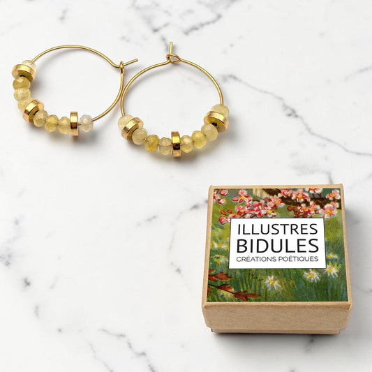 Créoles Louise - jade teintée jaune