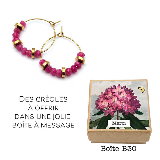 Créoles Louise rose à offrir pour remercier amie