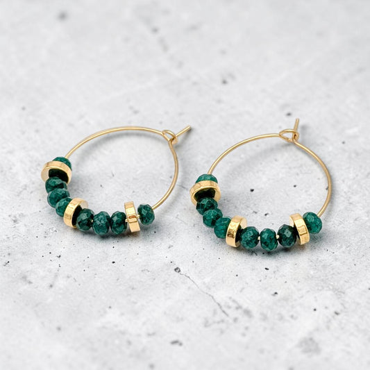 Créoles Louise - jade teintée verte