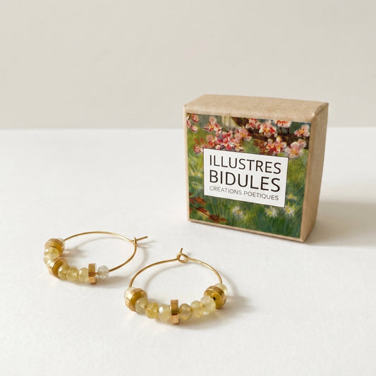 Créoles Louise - jade teintée jaune
