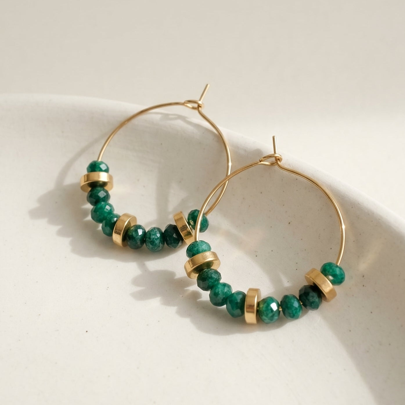 Créoles Louise - jade teintée verte