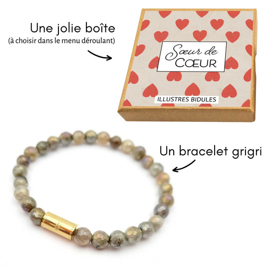 Bracelet Grigri Labradorite - dorée