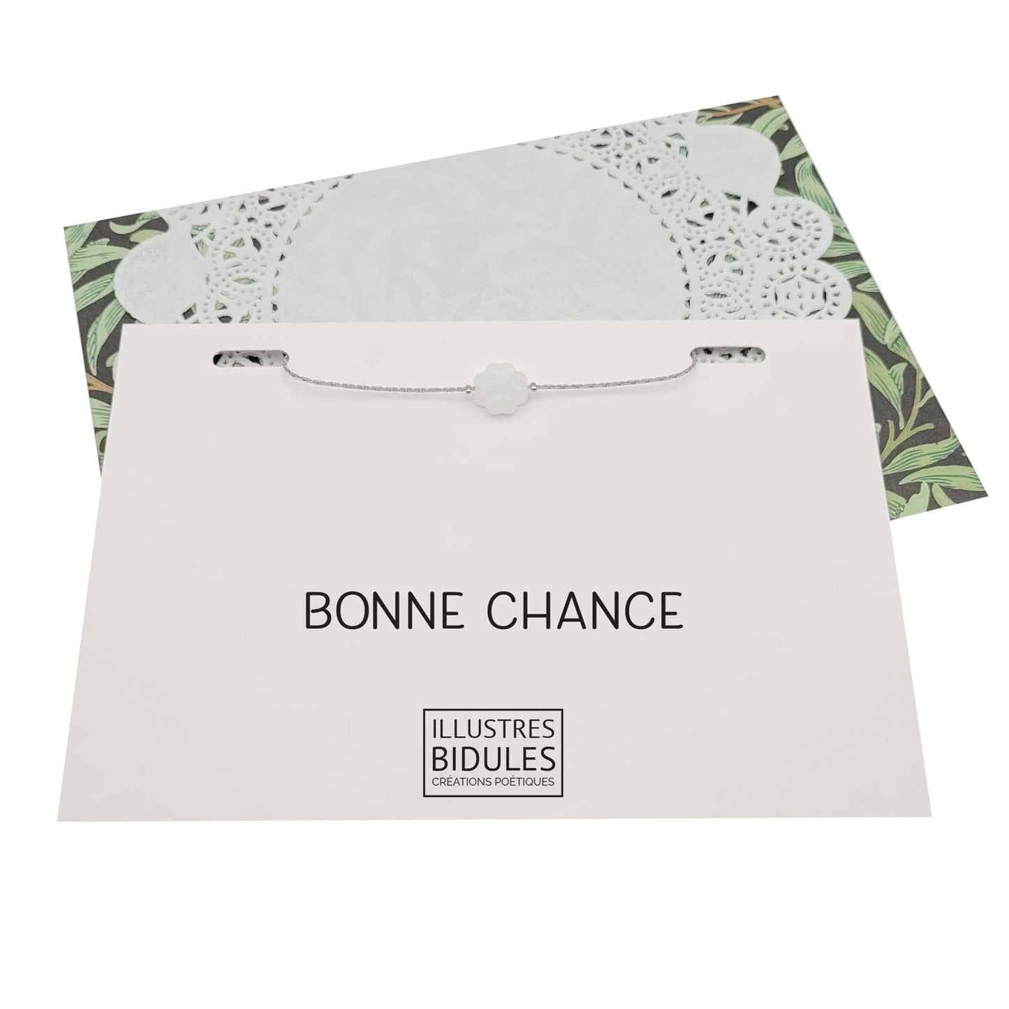 Bracelet Isadora trèfle vert  ou blanc - argenté