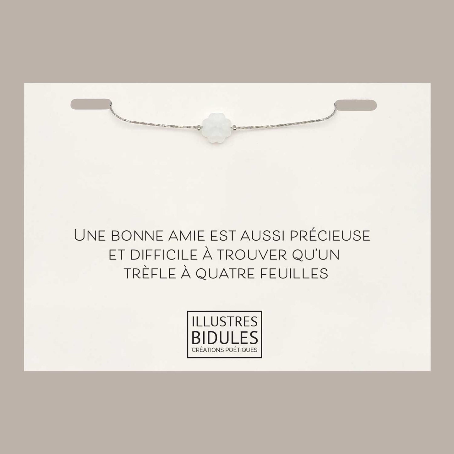 Bracelet Isadora trèfle vert  ou blanc - argenté