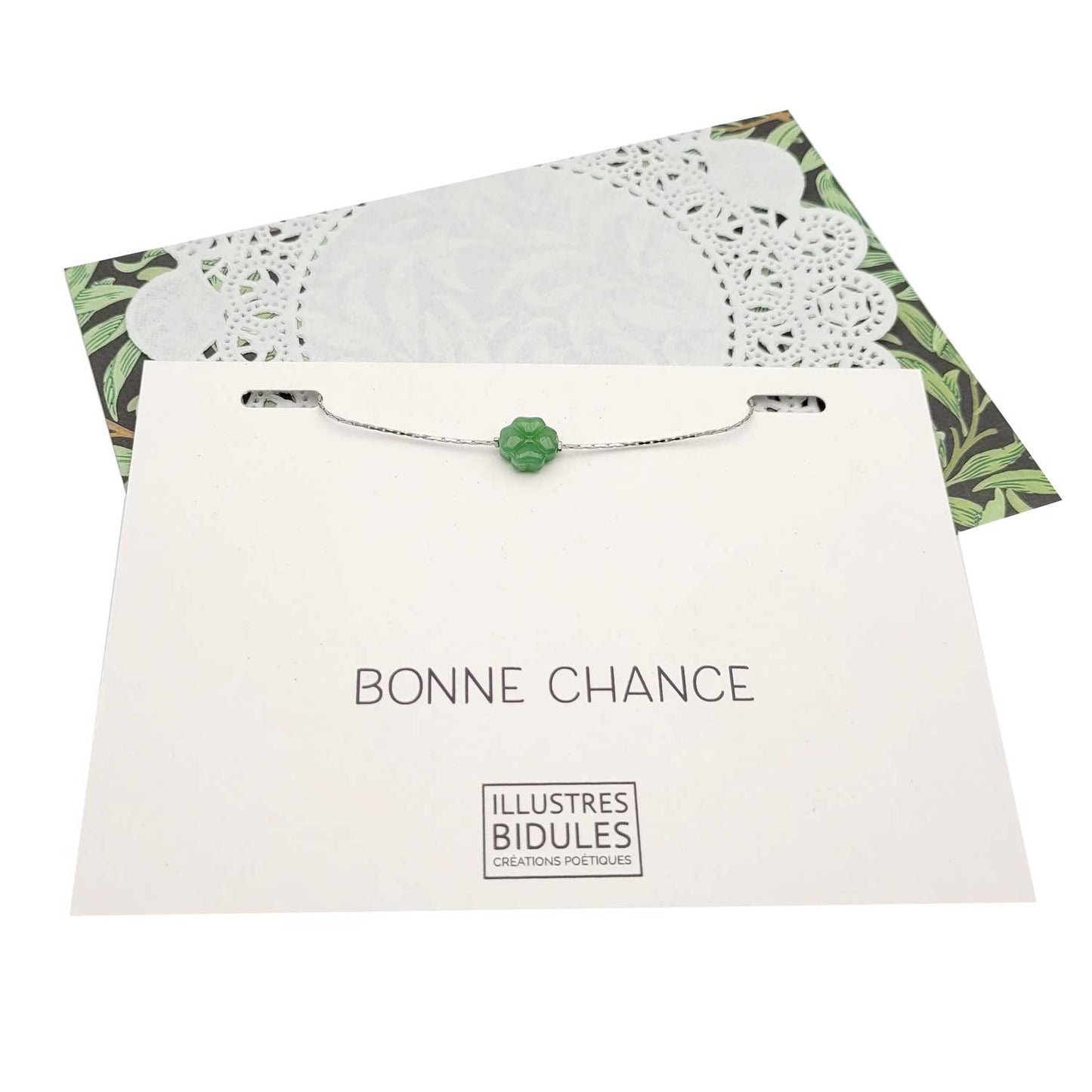 Bracelet Isadora trèfle vert  ou blanc - argenté
