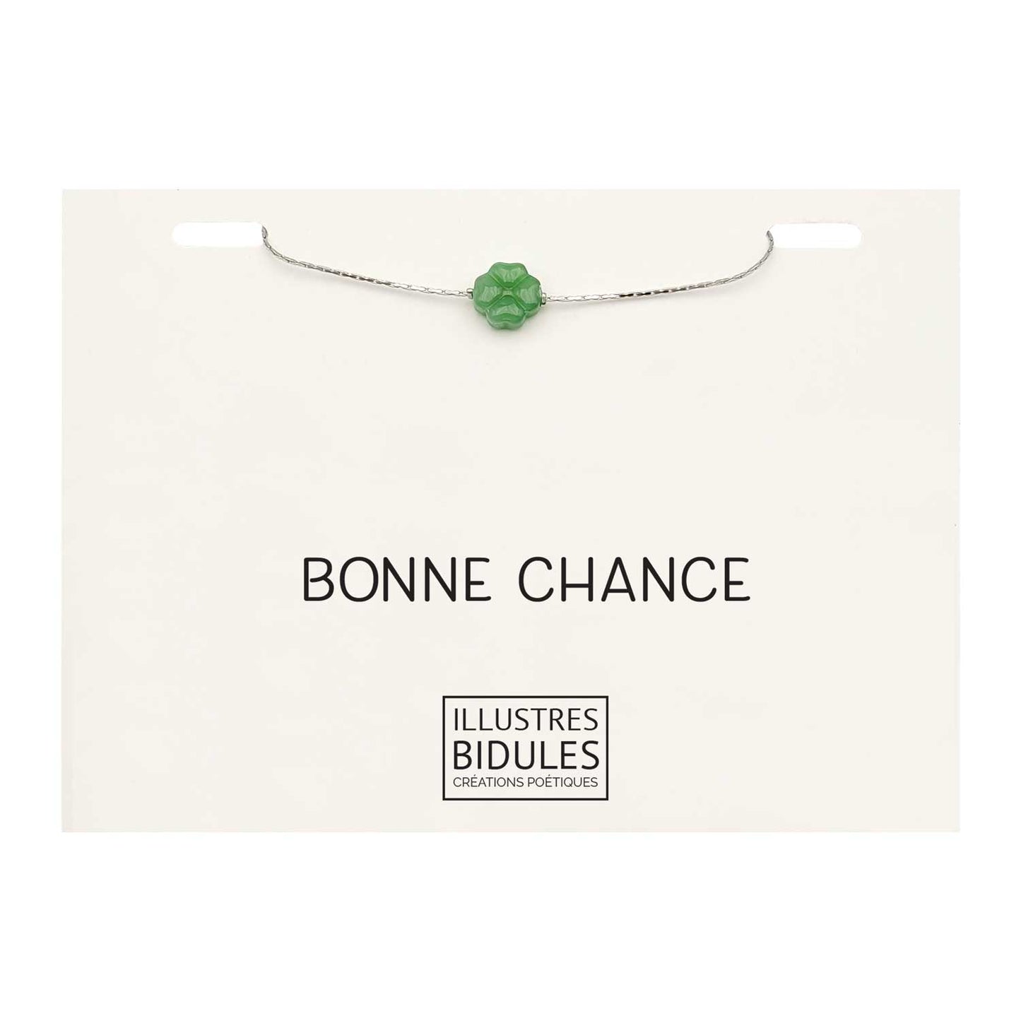 Bracelet Isadora trèfle vert  ou blanc - argenté