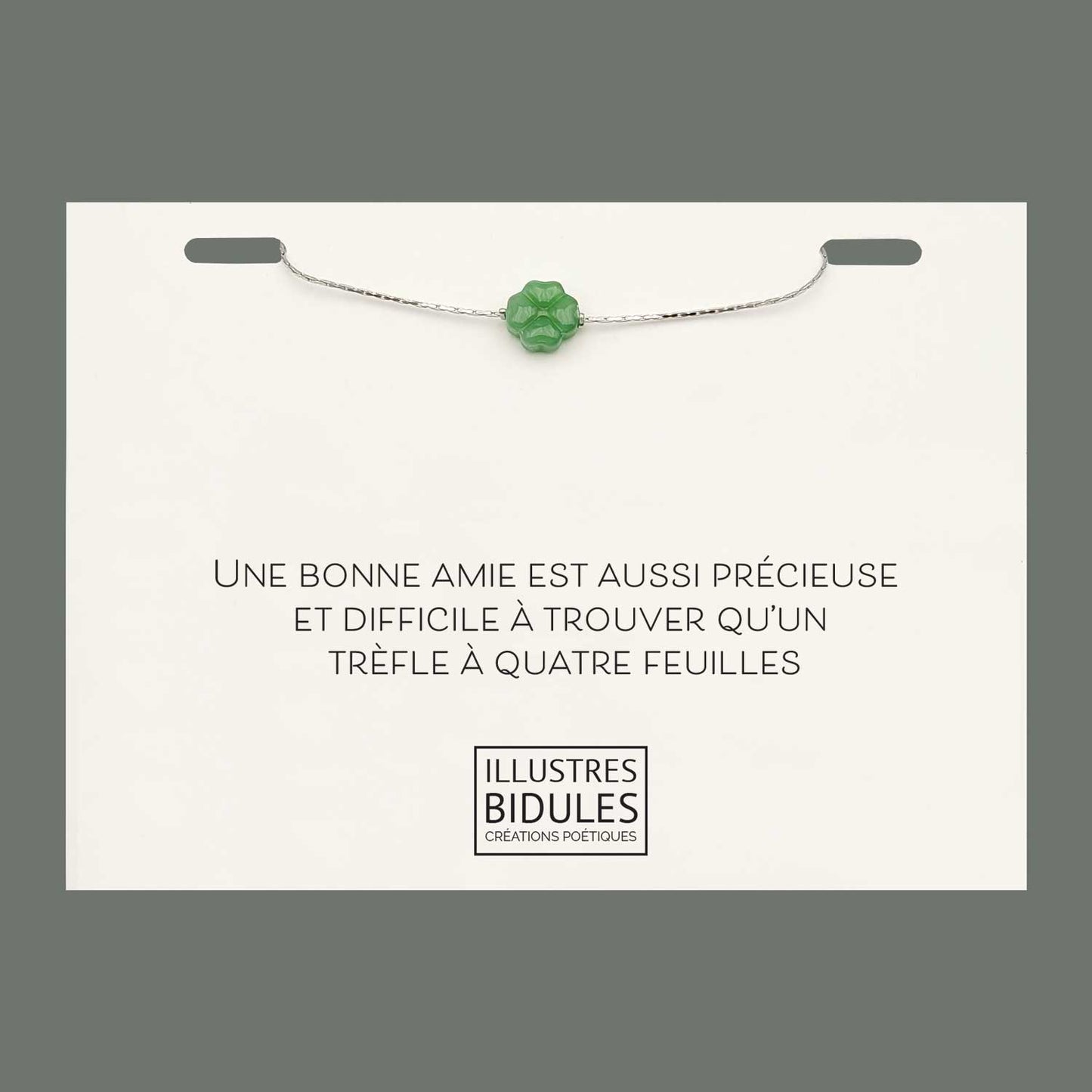 Bracelet Isadora trèfle vert  ou blanc - argenté