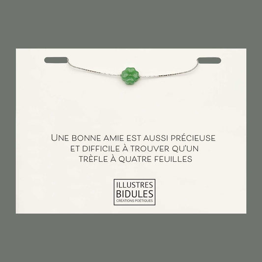 Bracelet Isadora trèfle vert  ou blanc - argenté