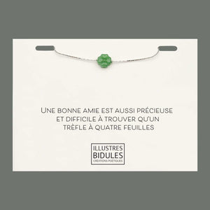 Bracelet Isadora trèfle vert  ou blanc - argenté Illustres Bidules