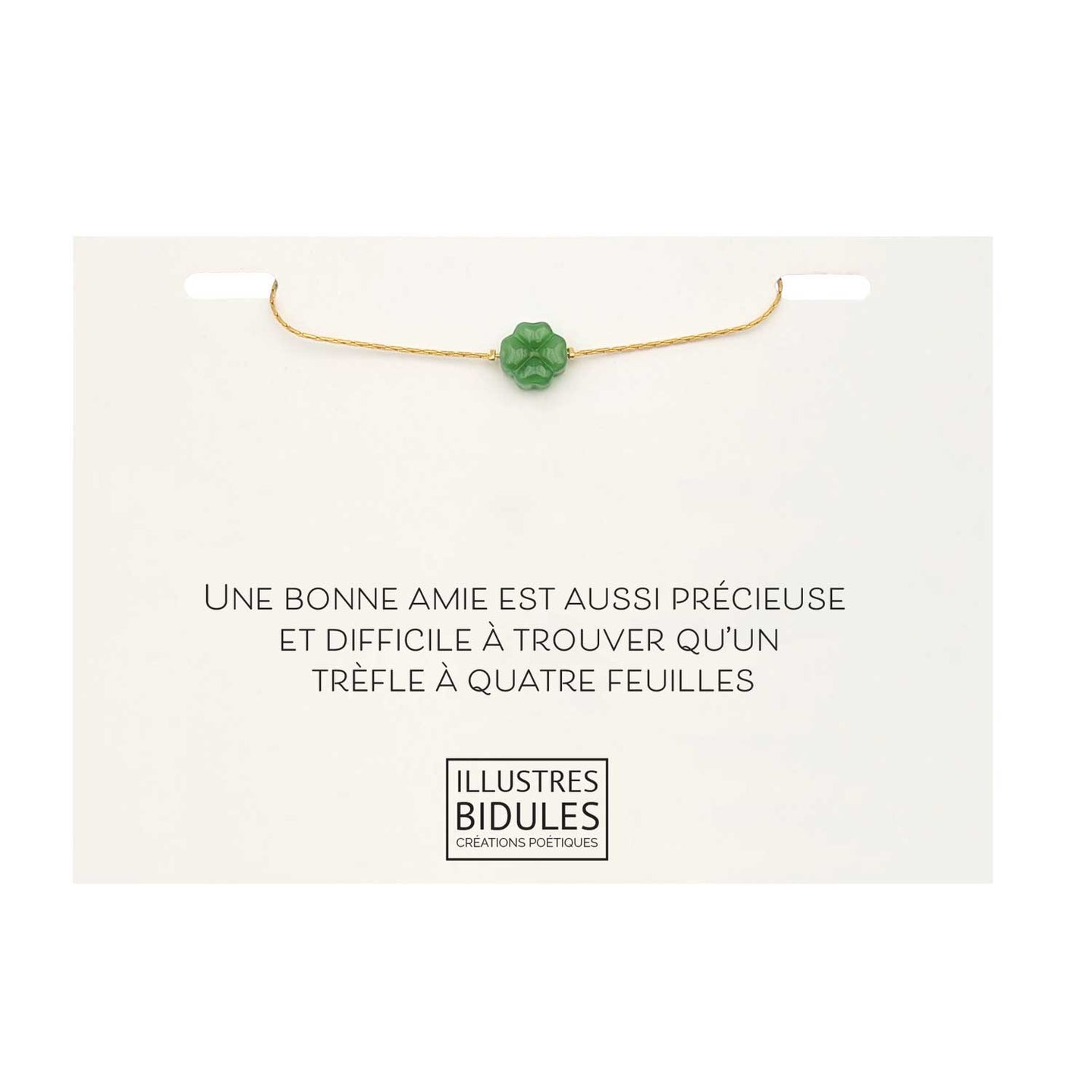 Bracelet Isadora trèfle vert  ou blanc - Doré