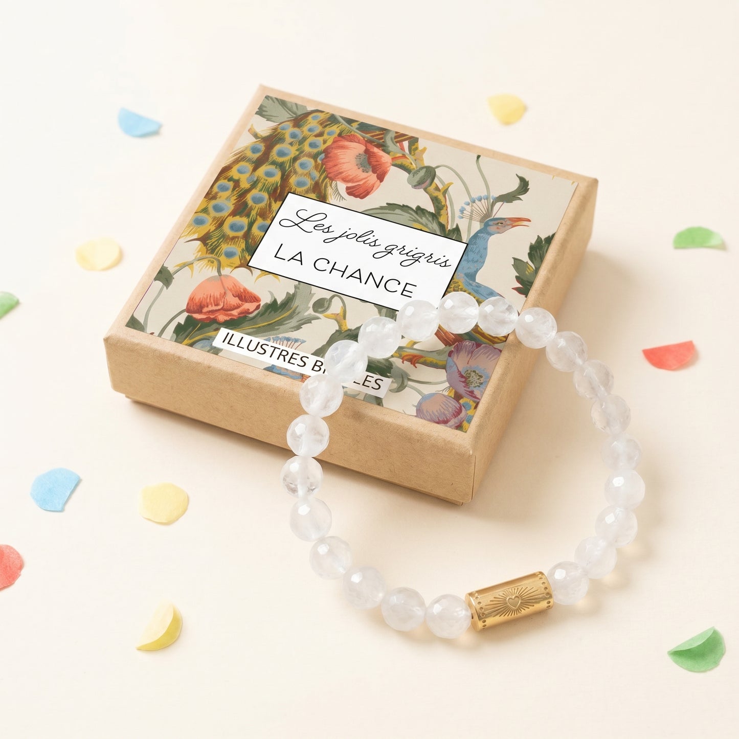 Bracelet porte-bonheur en cristal de quartz doré – Boîte La Chance