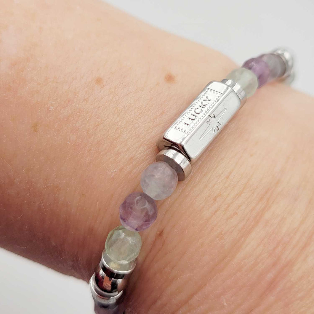 Illustres Bidules bracelet pierre naturelle fluorite 6mm porte-bonheur bracelet amitié chance
