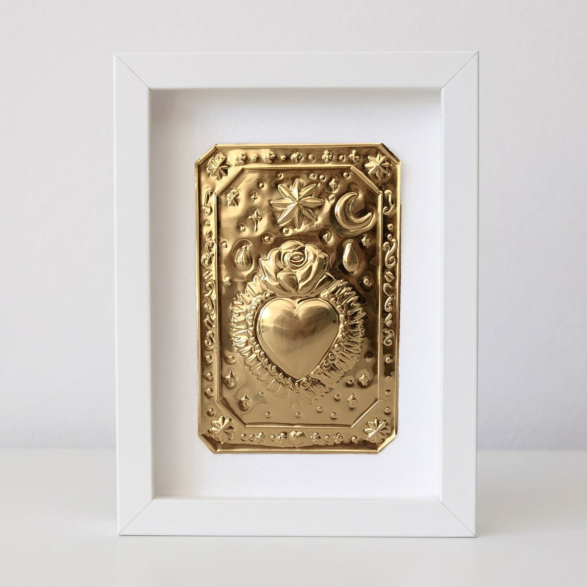 Talisman mural - Amour – Talisman : Le Cœur & la Rose - (15x20 cm) (blanc)