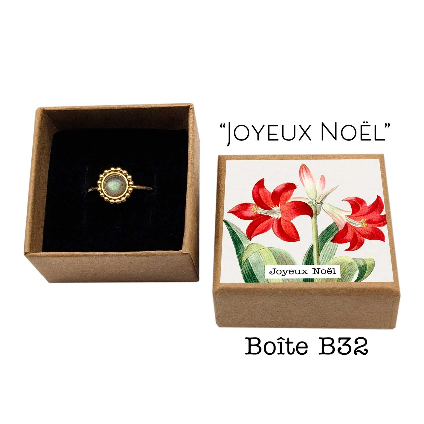 Bague Ninon labradorite doré réglable