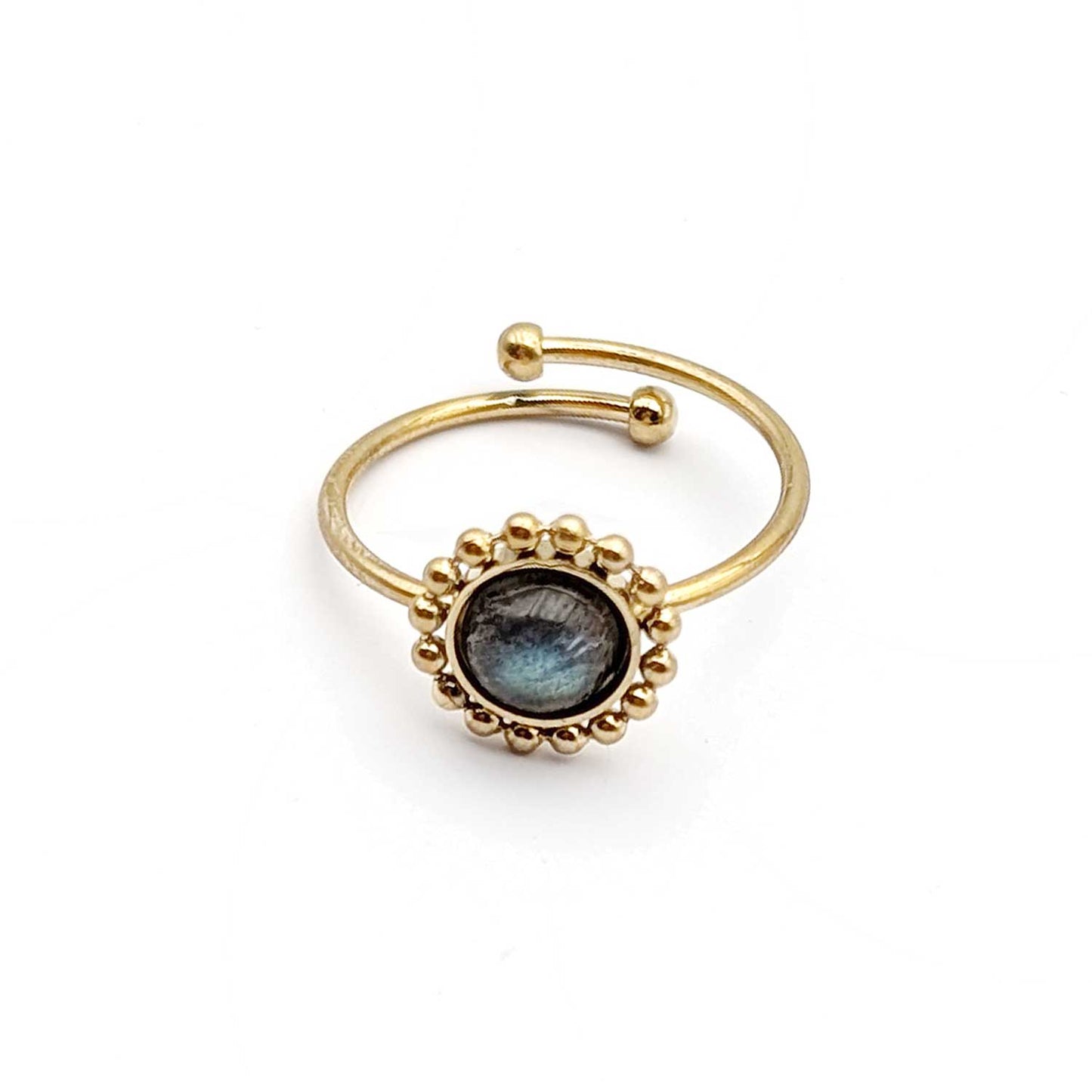 Bague Ninon labradorite doré réglable