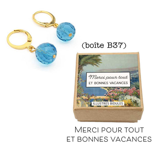 Dormeuses Candy doré turquoise - Merci pour tout