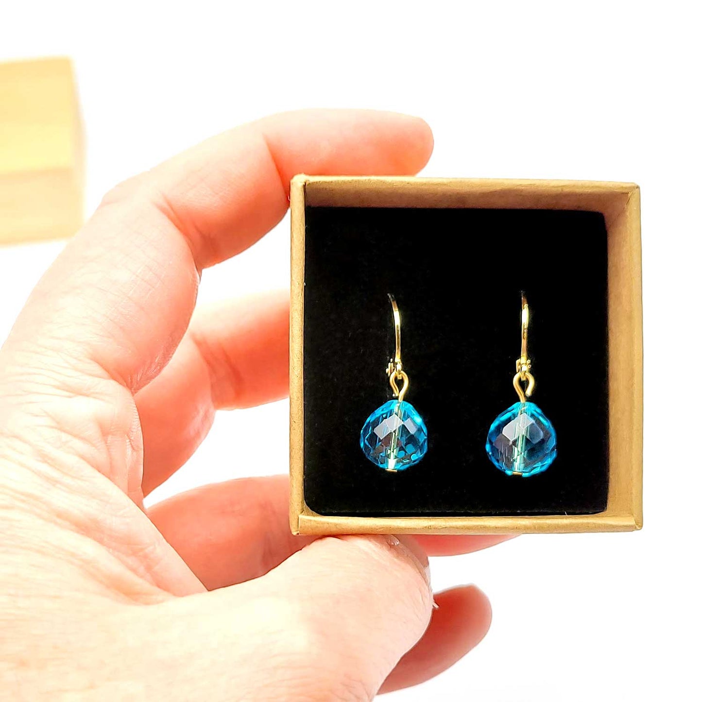 Dormeuses Candy doré turquoise - Merci pour tout