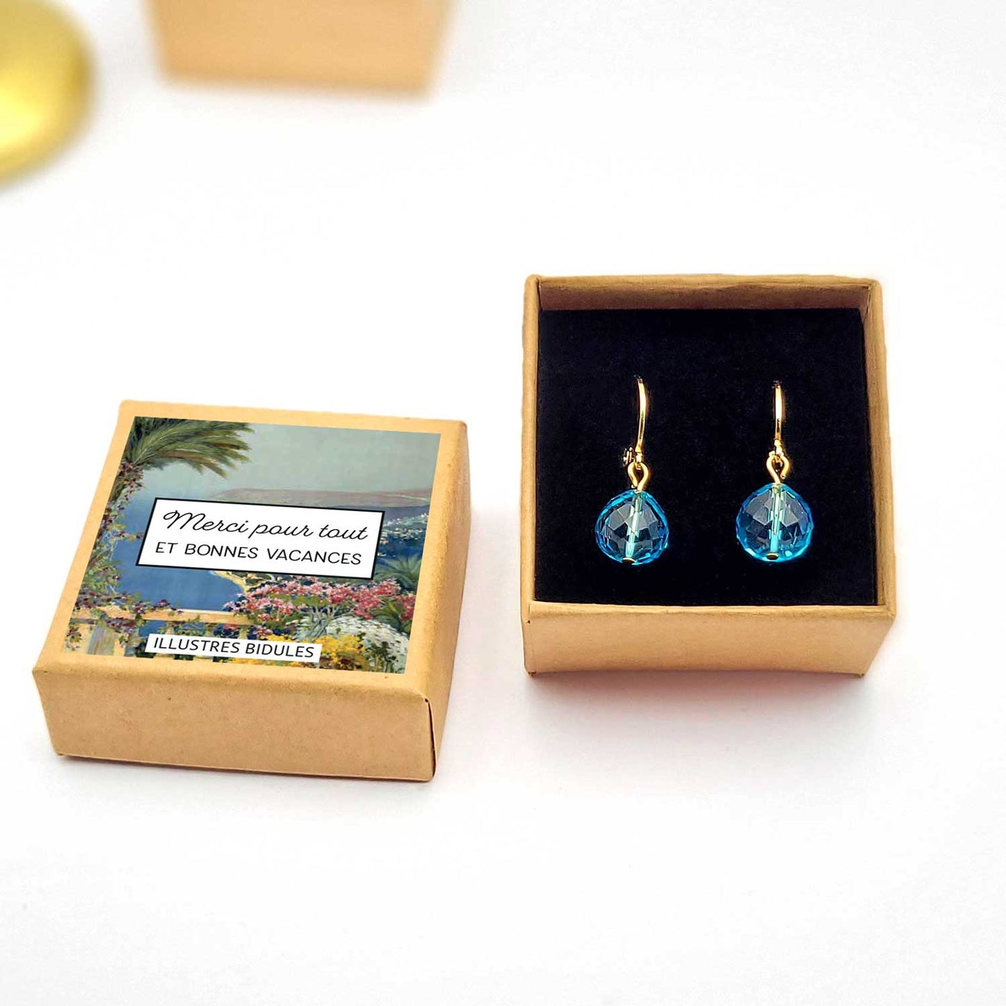 Dormeuses Candy doré turquoise - Merci pour tout