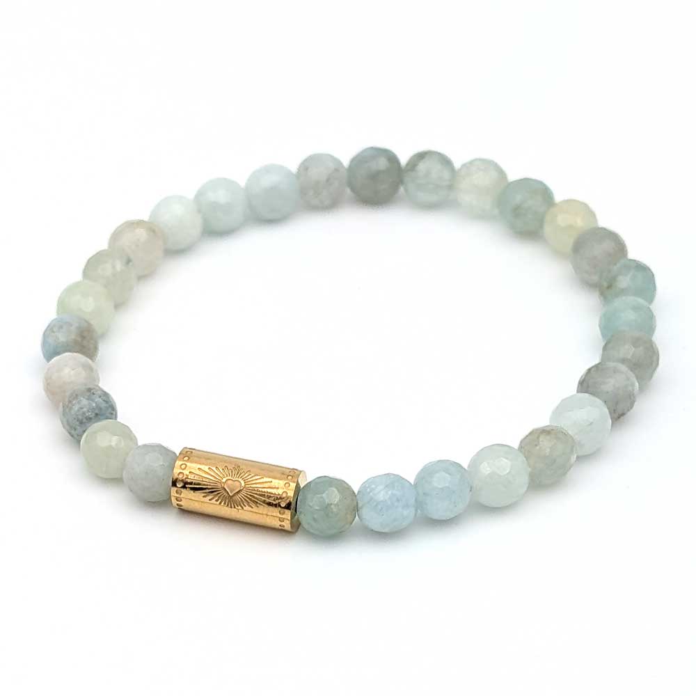 Bracelet Grigri aigue marine - Bonne fête maman