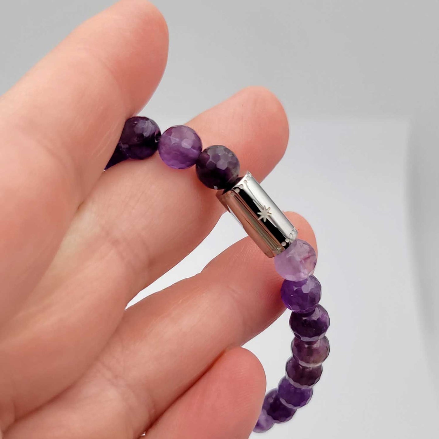 Bracelet Grigri améthyste - argenté ou doré