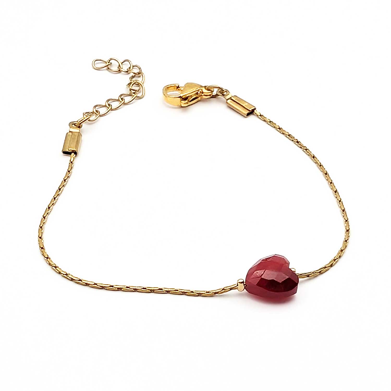 bracelet coeur rouge bijou romantique acier inoxydable