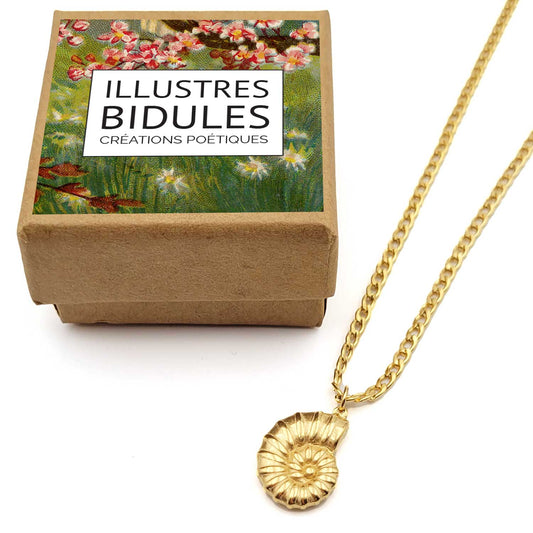 Collier coquillage acier inoxydable doré