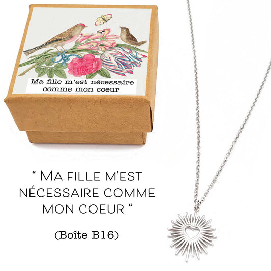 Collier Gloria - acier inoxydable avec coeur sacré - exvoto