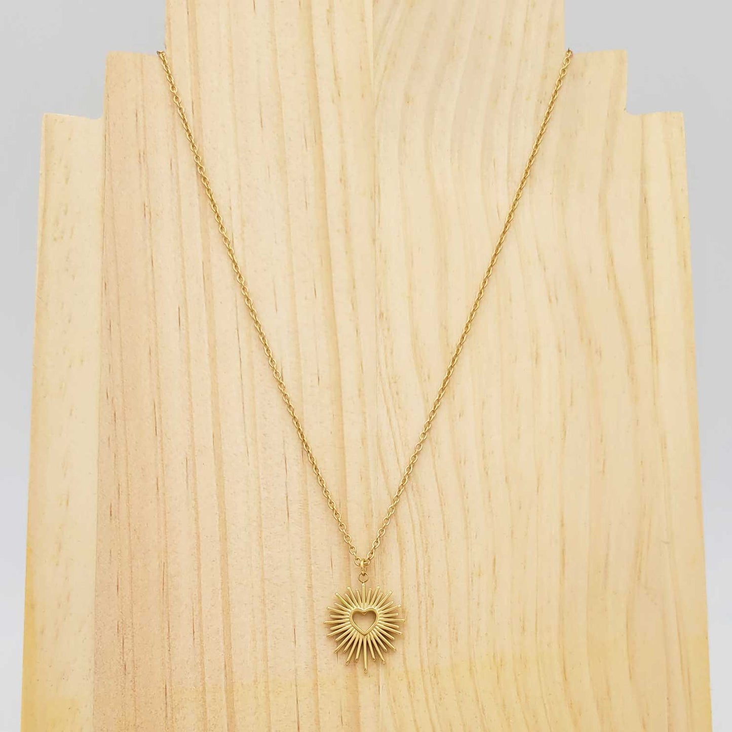 collier ex voto coeur sacré acier inoxydable doré