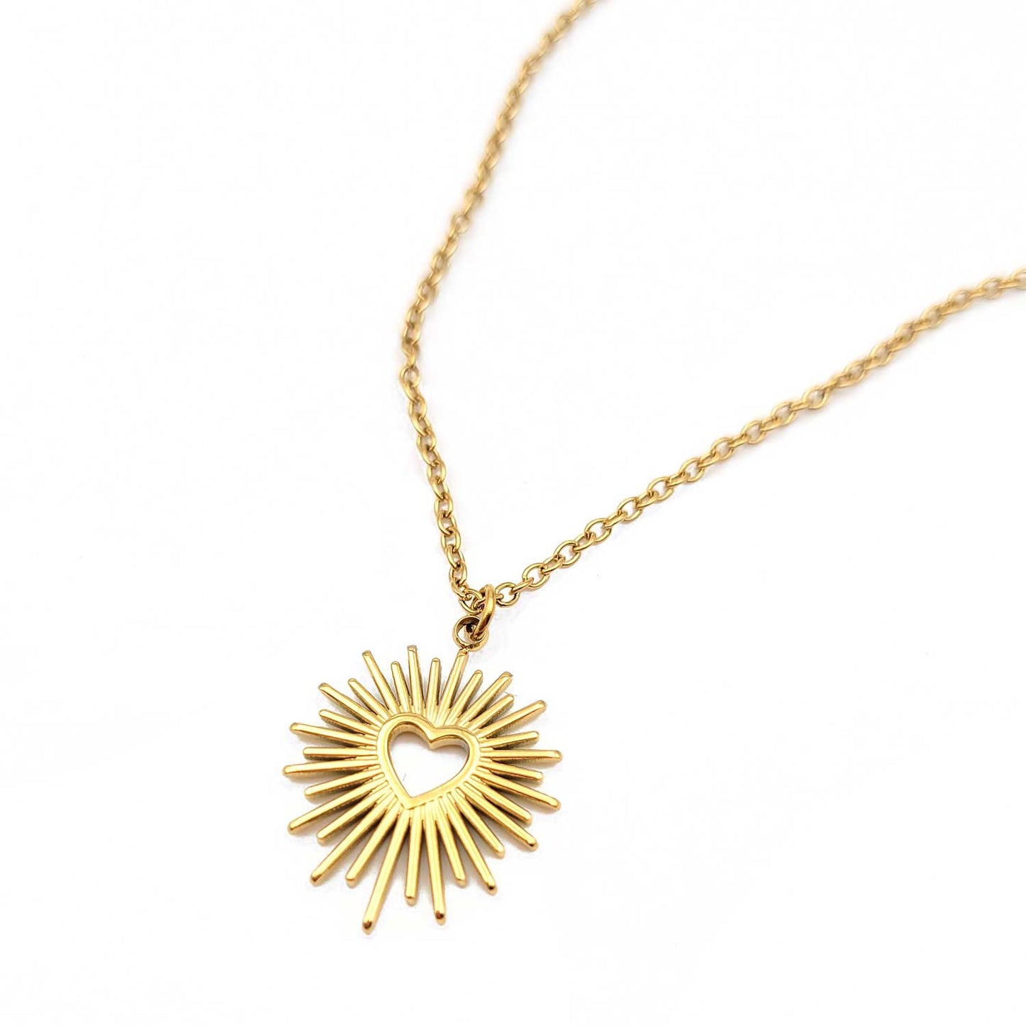collier ex voto coeur sacré acier inoxydable doré