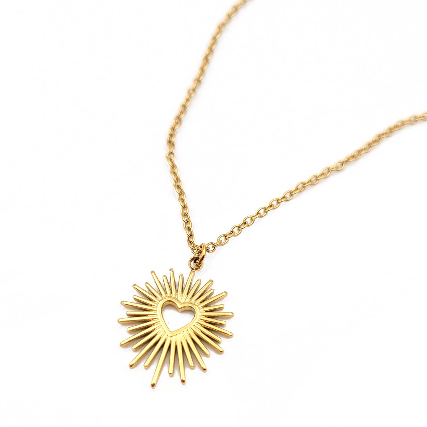 collier ex voto coeur sacré acier inoxydable doré