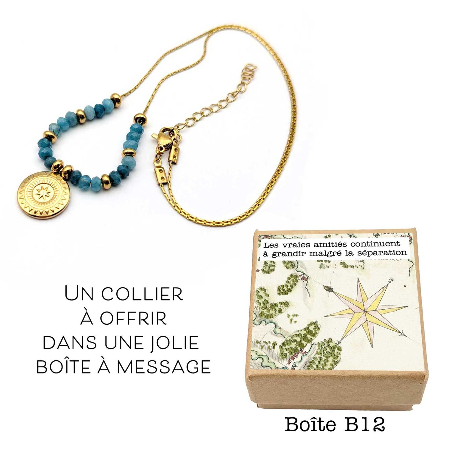 Collier Louise Bleu - Les vrais amitiés continuent à grandir