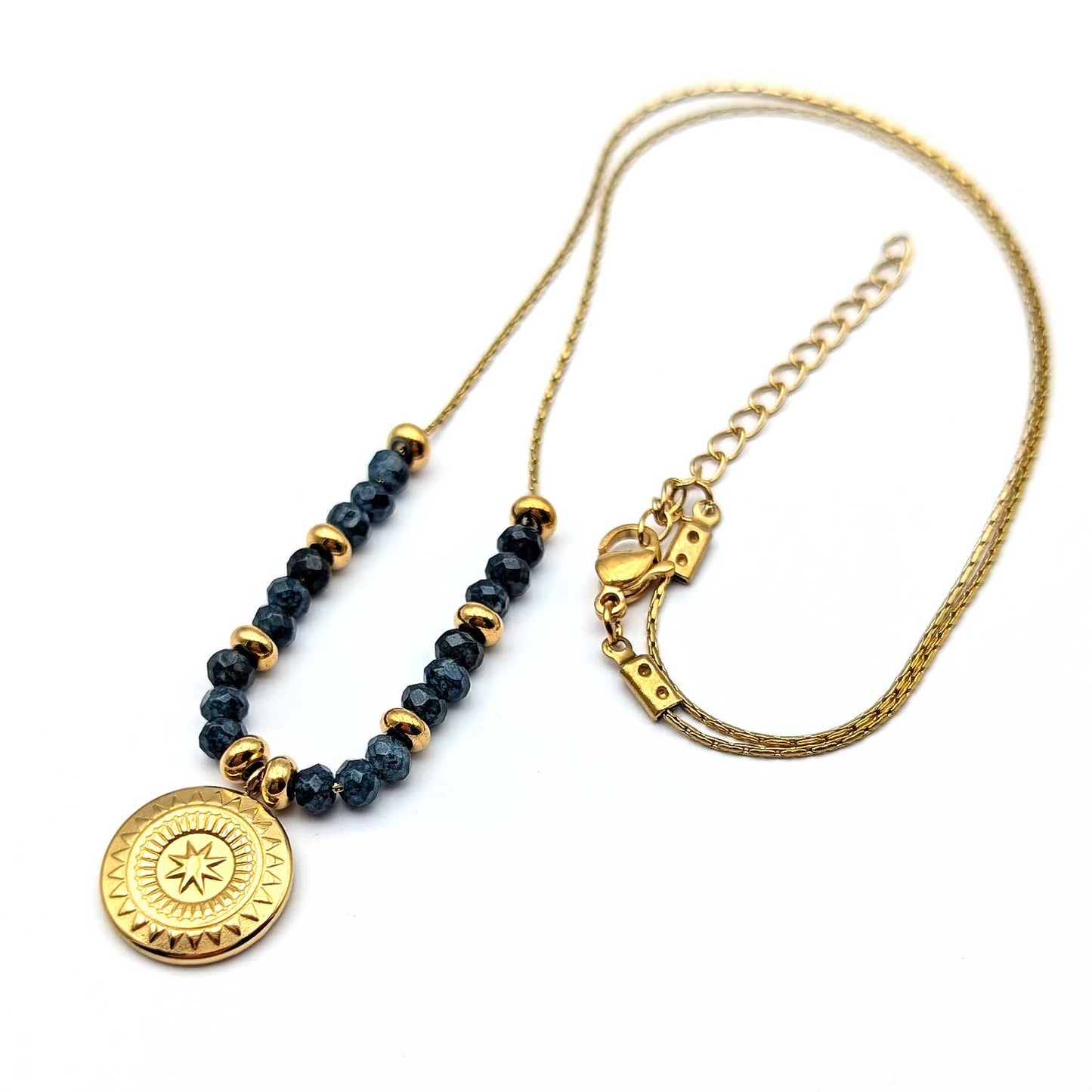 Collier Louise Bleu Marine - Le bonheur est la seule chose qui se double si on le partage