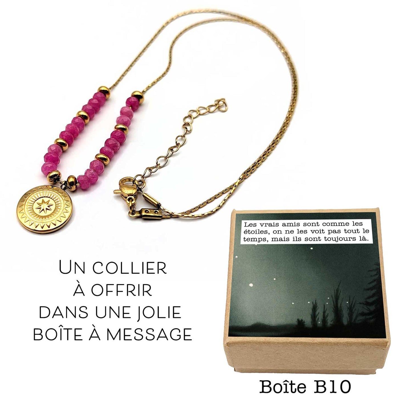 Collier Louise Pink - Les vrais amis sont comme les étoiles