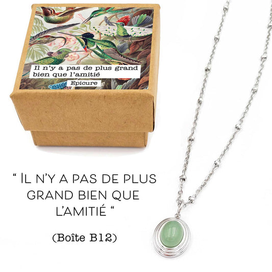 Collier Lucille - acier inoxydable avec aventurine