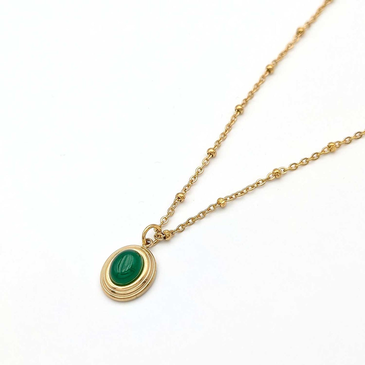 Demande témoin mariage - Collier Lucille doré avec jade verte