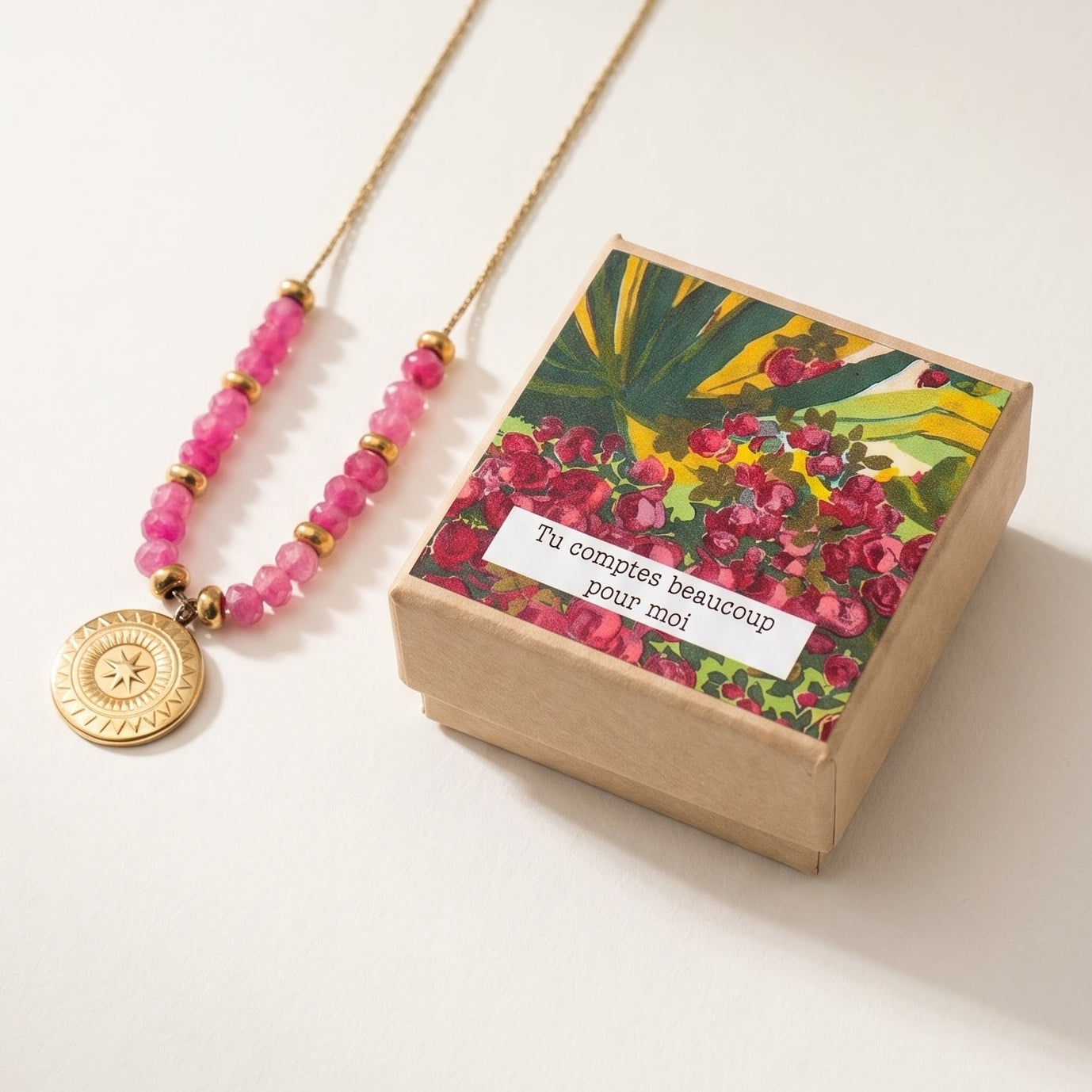 Collier Louise Pink - Tu comptes beaucoup pour moi