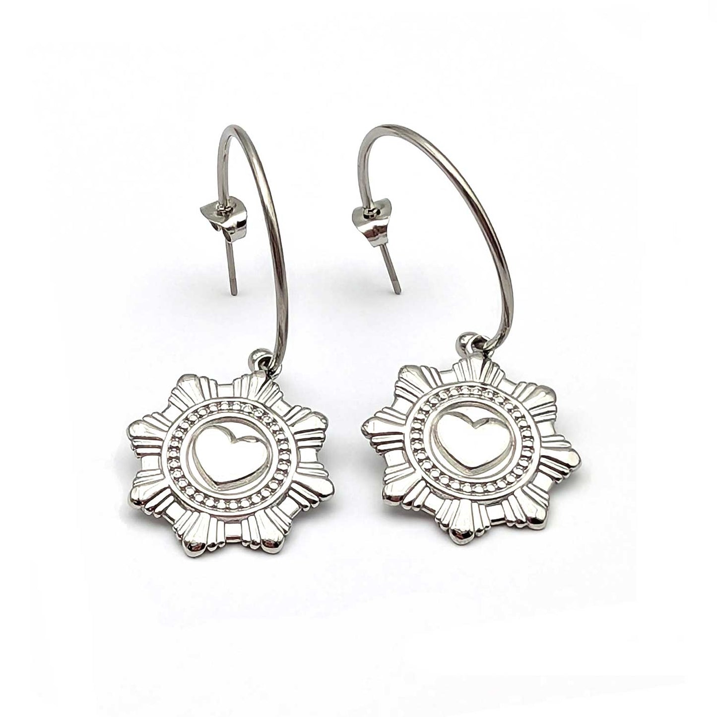 Boucles d'oreilles Big Heart argenté