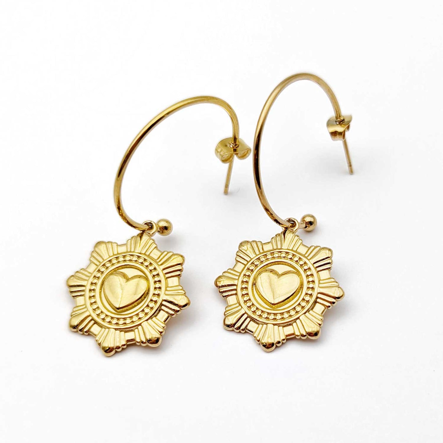 créoles ex-voto en acier inoxydable doré fait en france