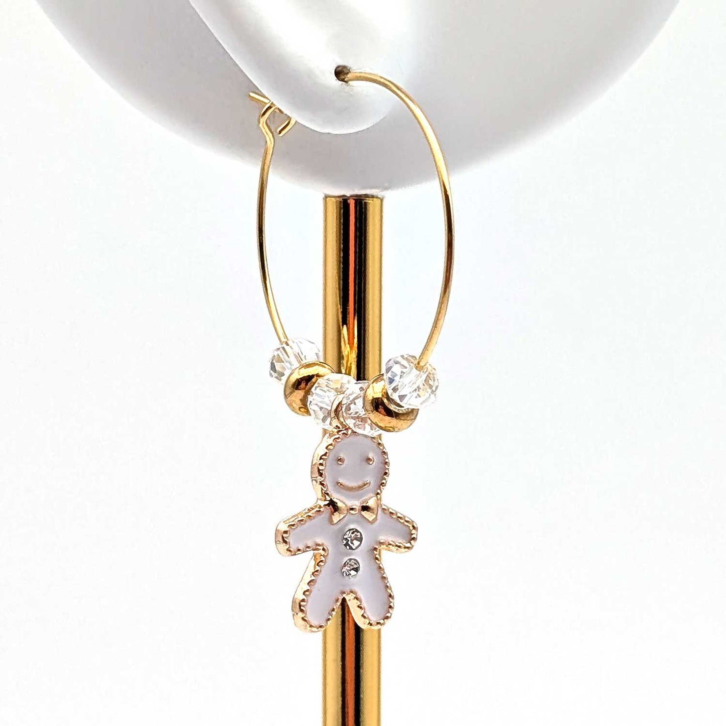 boucle d'oreille bonhomme en pain d'épice en acier inoxydable